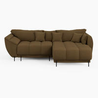 ECKSOFA LEGRO Rechts Braun Bouclé-Stoff L-Form Couch mit Schlaffunktion & Bettkasten - Schwarz/Braun, Holz (285/180cm) - Barchello