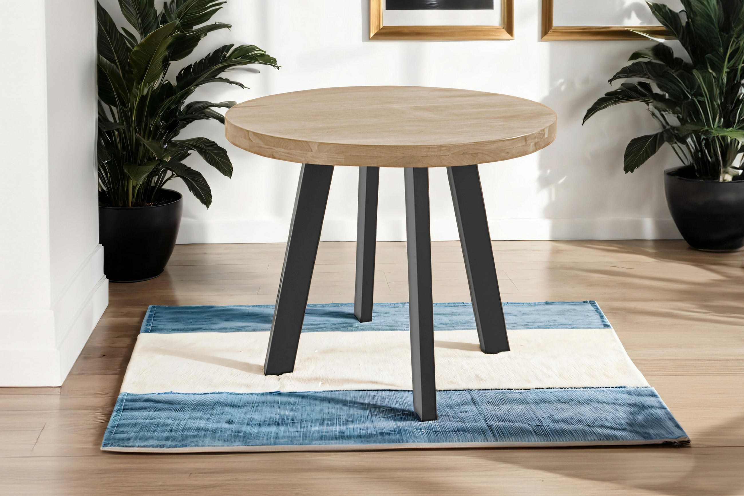ESSTISCH SOPHIA - Beige/Schwarz, Holz/Metall (120/120/78cm) - SAM
