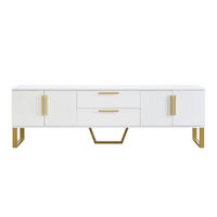 TV-ELEMENT 170/40/53.5 cm Weiß mit 2 Schubladen, goldene Griffe und Füße - Weiß, Holz (170/53.5/40cm) - Oxeza