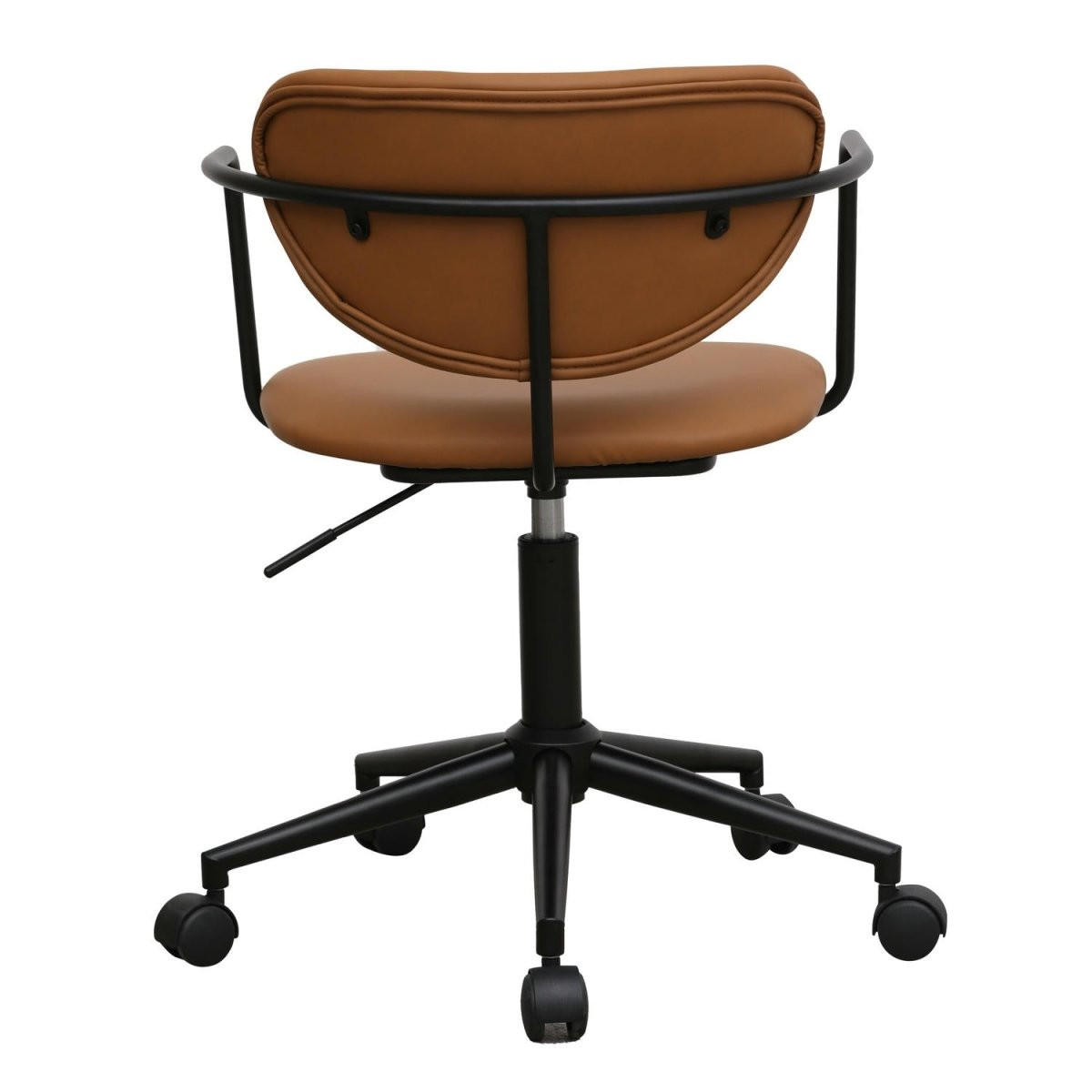 DREHSTUHL höhenverstellbar in Kunstleder Cognacbraun - Schwarz/Braun, Textil/Metall (54/71/57cm) - Furnhouse