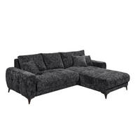 ECKSOFA beidseitig montierbar, Schlaffunktion mit Bettkasten - Anthrazit/Schwarz, Textil/Metall (281/189cm) - ed exciting design