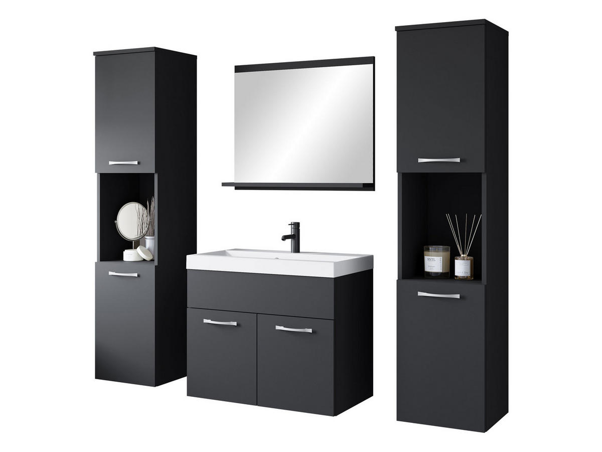 BADMÖBEL-SET Montreal XL - Graphitfarben, Holzwerkstoff (30/132/30cm) - MIRJAN24