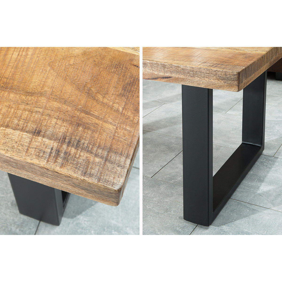 COUCHTISCH IRON CRAFT Mangoholz Natur, Schwarz 100 cm - Schwarz/Braun, Holz/Metall (60/100/46cm) - riess-ambiente