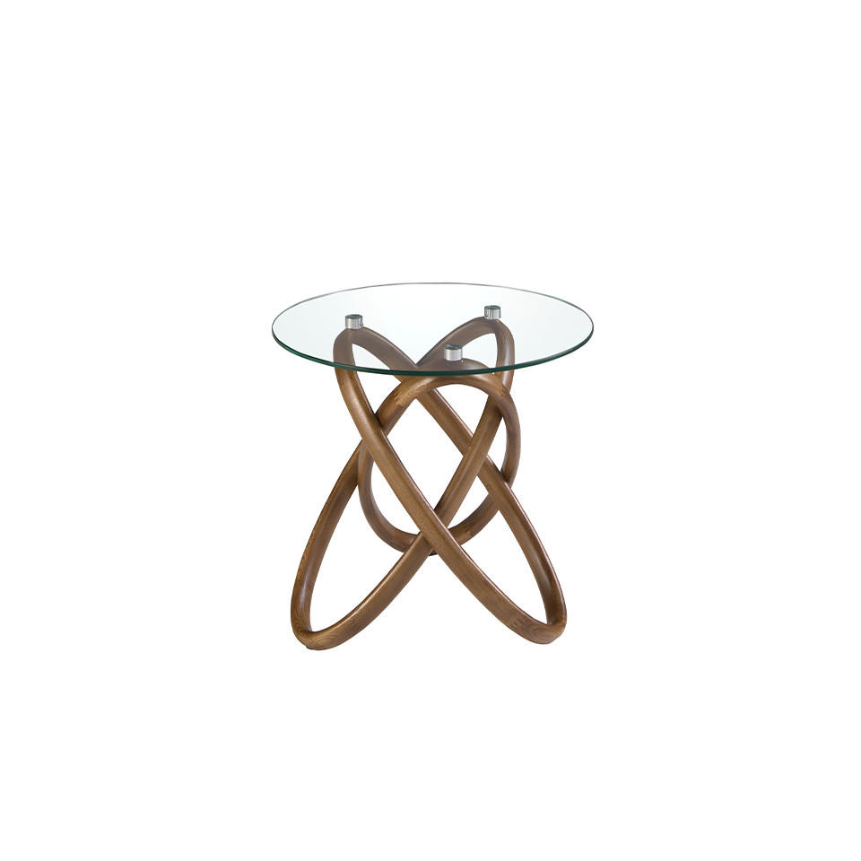 ECKTISCH Glas Walnuss 55/55/50 cm - Transparent/Walnussfarben, Glas (55/55/50cm) - ANGEL CERDA