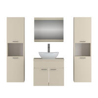 BADMÖBEL-SET LUMIRE IV Kaschmir Matt mit Spiegel - Beige, Holzwerkstoff (60/52/46cm) - Lookway