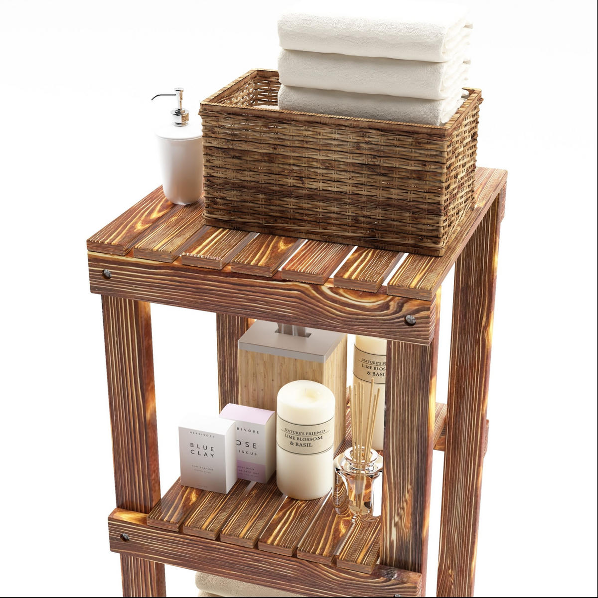 BADEZIMMERREGAL Kinnula - Dunkelbraun, Holz (30/90/30cm) - [en.casa]