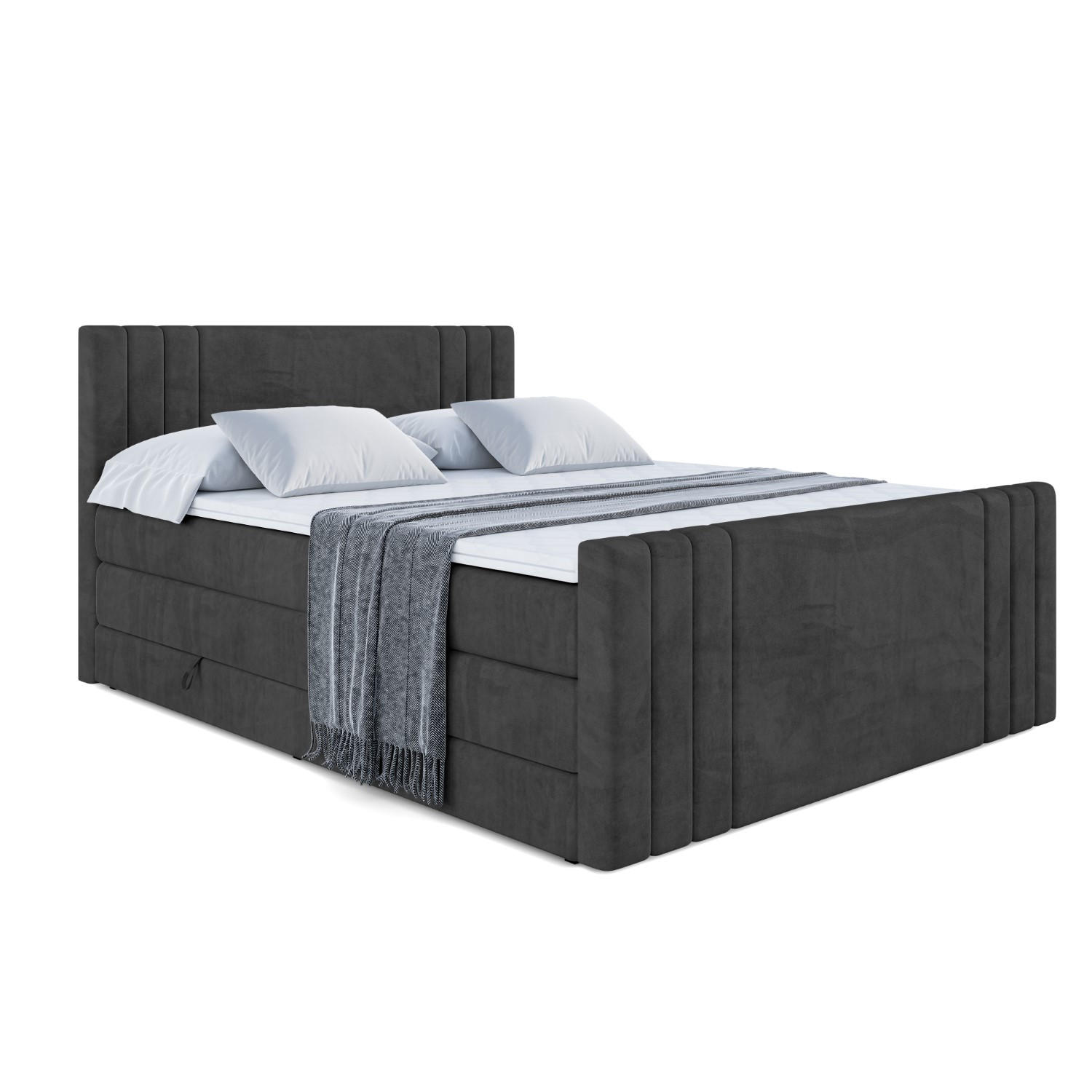 BOXSPRINGBETT IDRIKO-Z KING - 180x200 - H3/H4 - Schwarz - Schwarz, Holzwerkstoff (180/200cm) - ALTDECOR