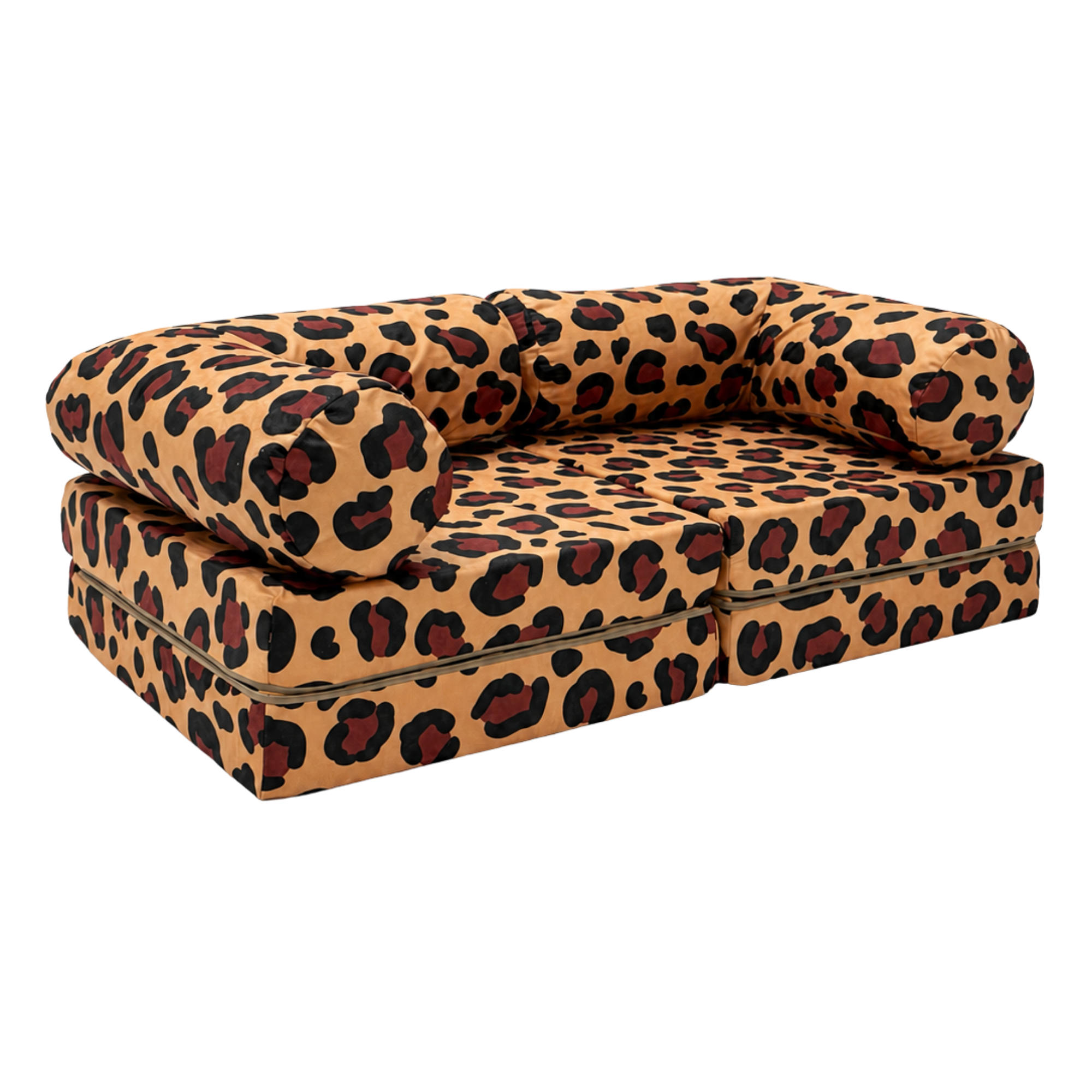 MODULARES Kindersofa Leopard – weiches Spielsofa zum Spielen und Entspannen - Schwarz, Textil (142/25/71cm) - Bees & Blooms