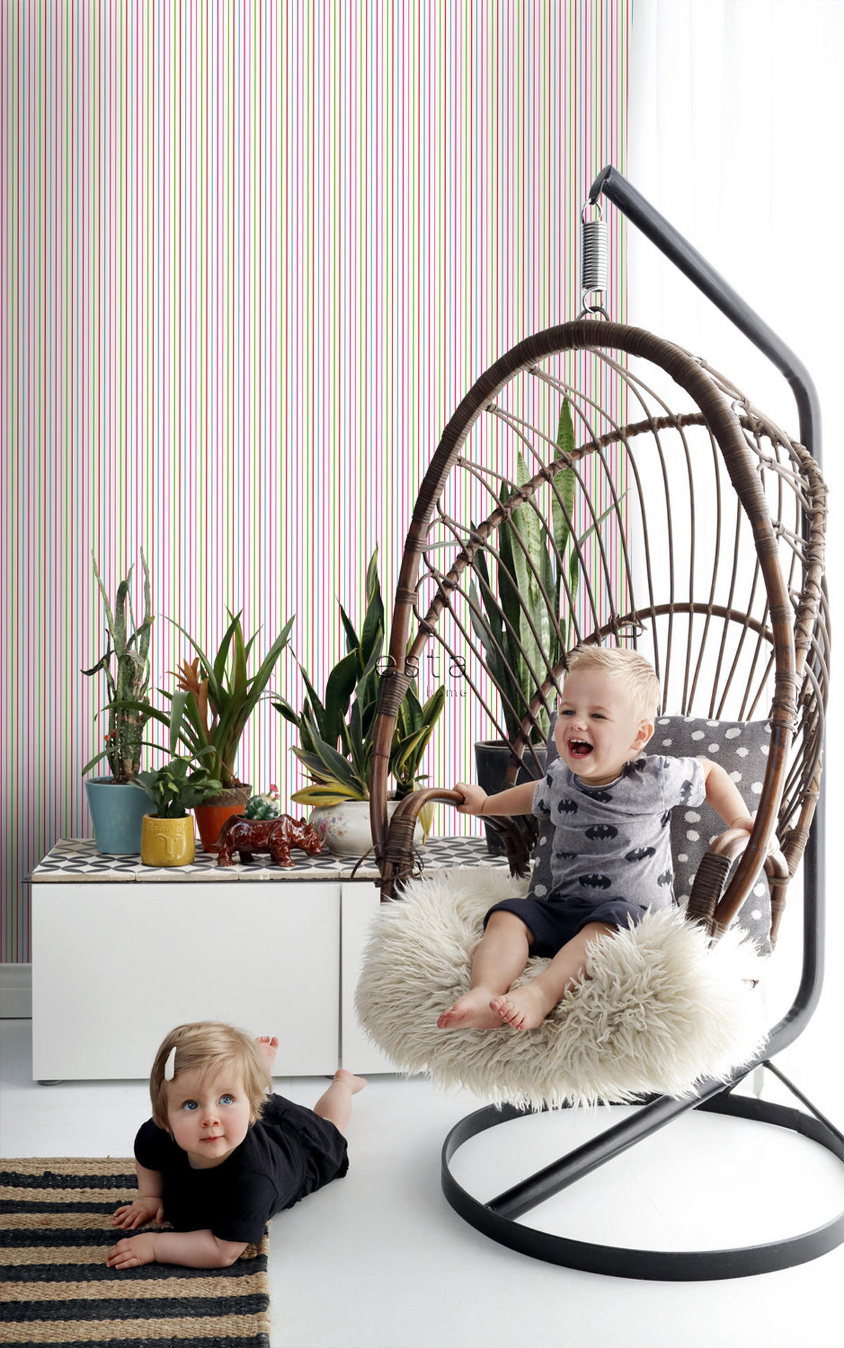 TAPETE Streifen 53 cm x 10.05 m - Grün, Papier (53/0.1cm) - ESTAhome