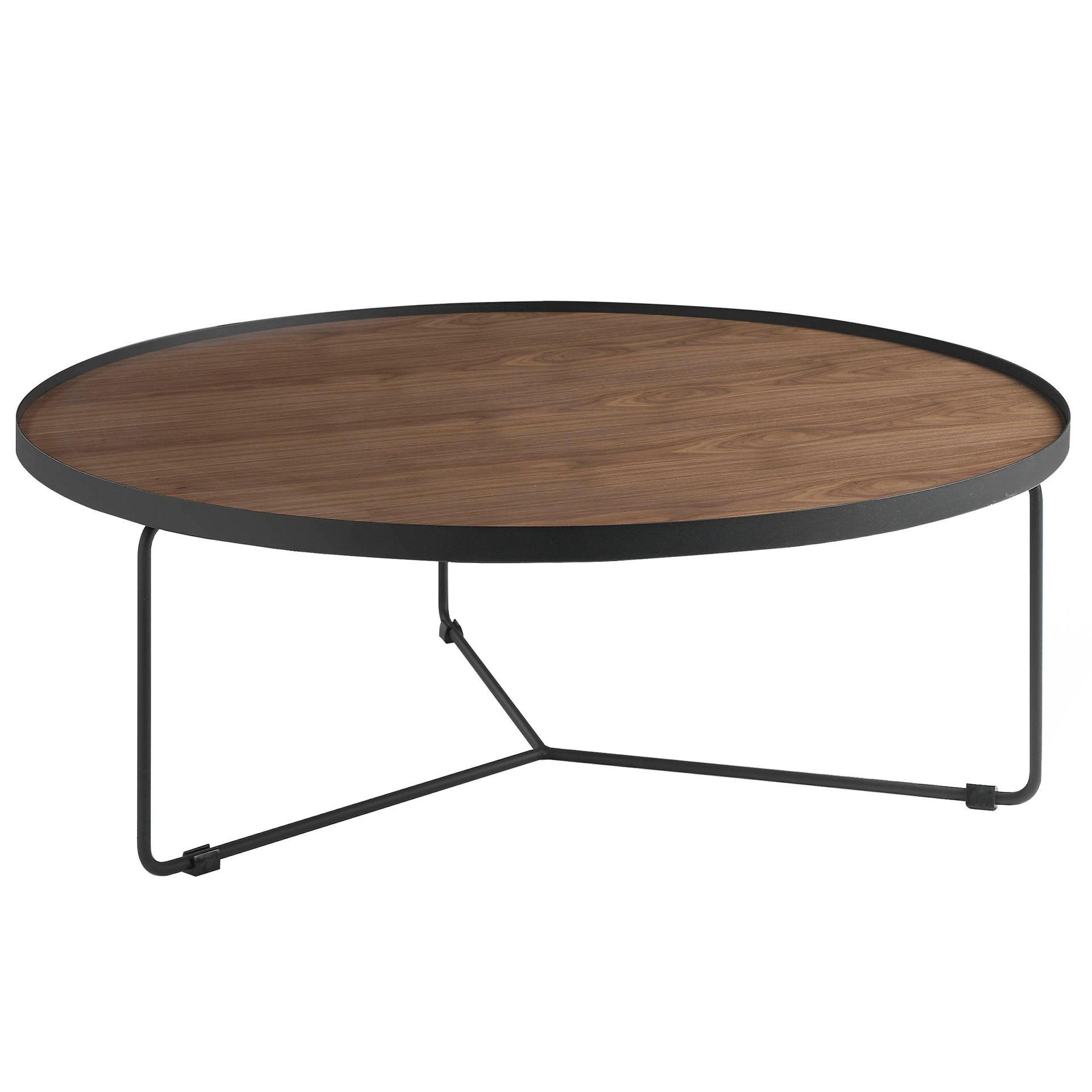 COUCHTISCH Runder Nussbaum und schwarzer Stahl Ø100/35 cm - Nussbaumfarben/Walnussfarben, Holz/Holzwerkstoff (100/100/35cm) - ANGEL CERDA