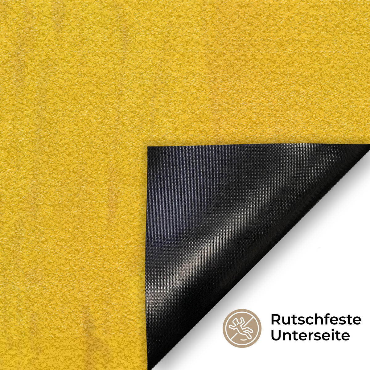 FUSSMATTE Frida Kahlo - Frau - Gelb - Blau - Blumen 90x60 cm - Gelb, Kunststoff (90/0.4cm) - MuchoWow