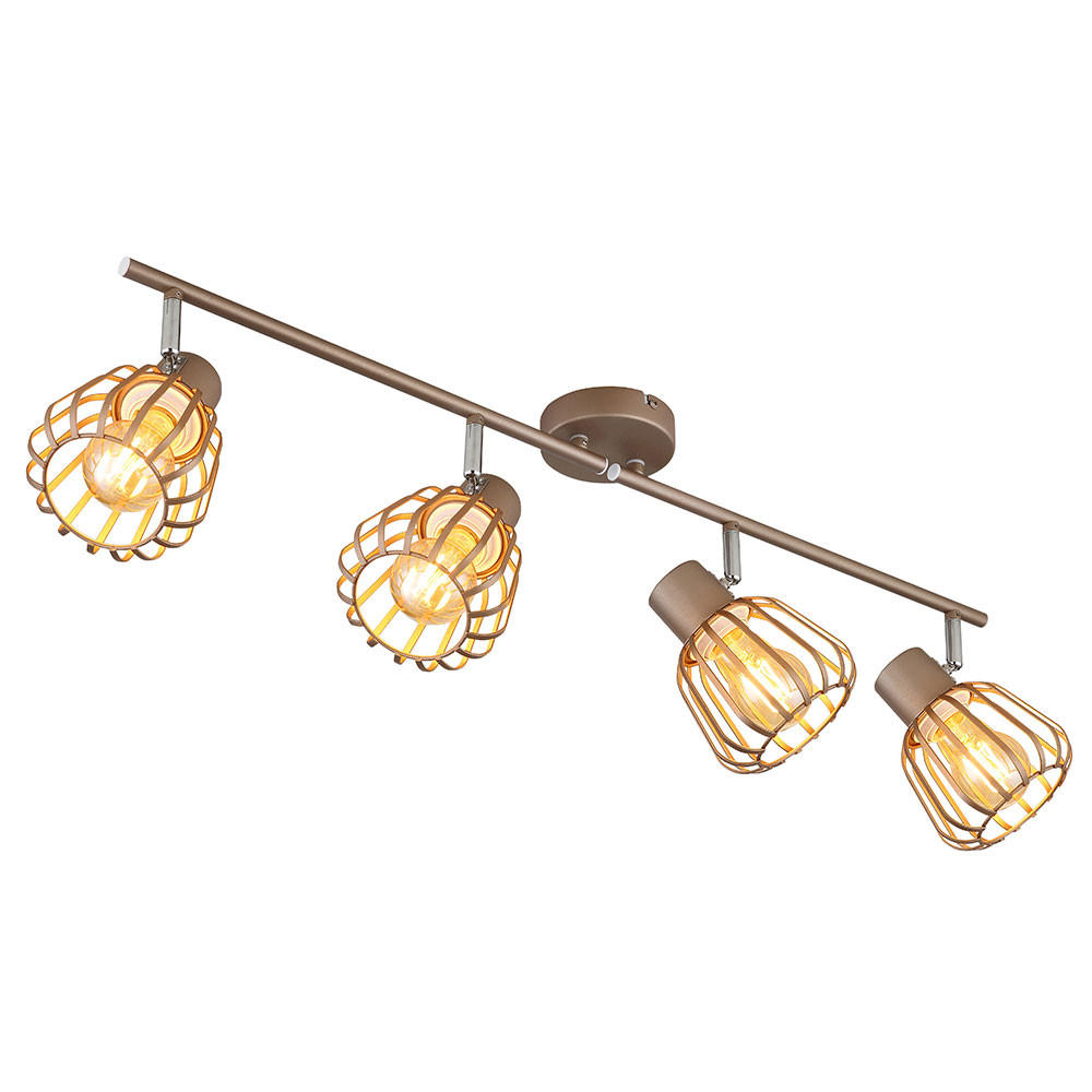 LED DECKENLEUCHTE OLIN Metall Braun, 4-flammig, L 80 cm - Braun, Glas (80/12.5/17.5cm) - Globo Lighting