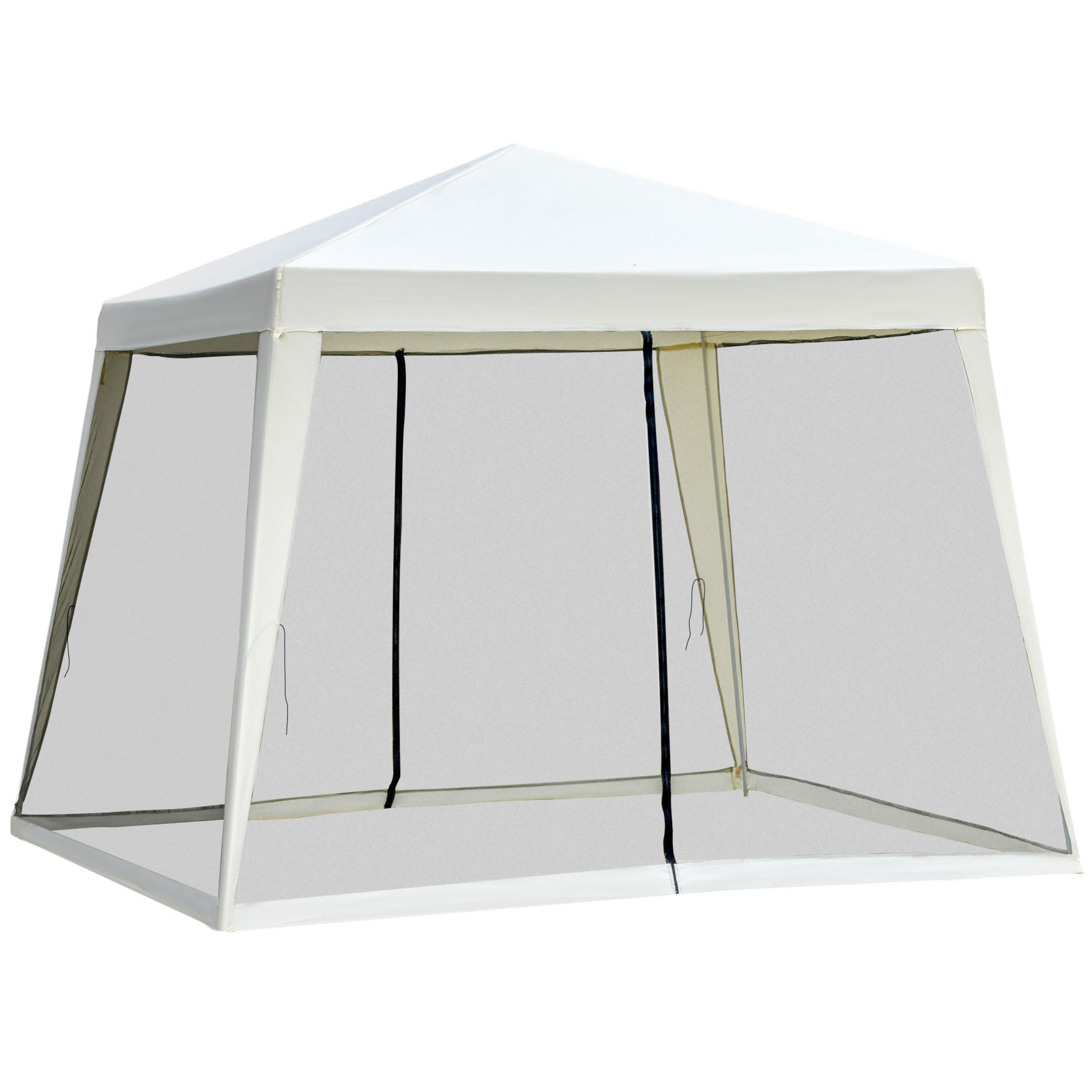 GARTENPAVILLON 300/300/245 cm mit Moskitonetz, wasserabweisendem Polyesterdach und Stahlgestell, Cremeweiß - Weiß, Metall (300/245/300cm) - Redom