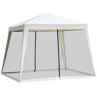 GARTENPAVILLON 300/300/245 cm mit Moskitonetz, wasserabweisendem Polyesterdach und Stahlgestell, Cremeweiß - Weiß, Metall (300/245/300cm) - Redom