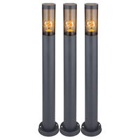 STEHLEUCHTE Edelstahl Anthrazit Außen 3er Set - Anthrazit, Metall (7.6/7.6/80cm) - Globo Lighting