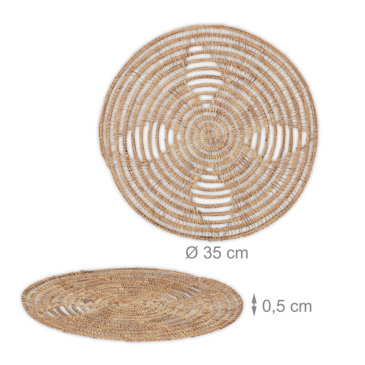 4XTISCHSET - Hellbraun, Textil (35/35/0.5cm) - Relaxdays