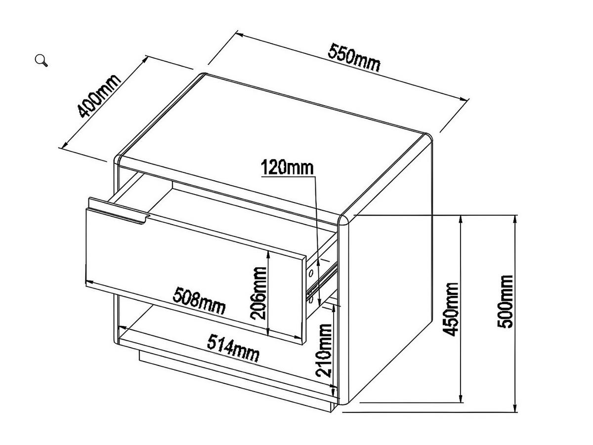 NACHTTISCH mit 1 Schublade & 1 Ablage - MDF - Weiß lackiert & Eichefarben - AMANI - Naturfarben, Holz (55/50/40cm) - Vente-Unique