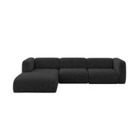 ECKSOFA Ottomane Links MIRA-L2 318x179x89 Schwarz Velours - Schwarz, Holzwerkstoff/Kunststoff (318/179cm) - ALTDECOR