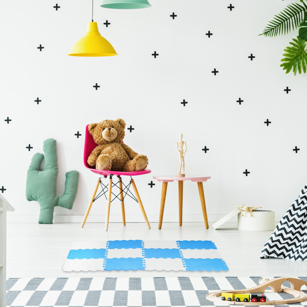 12-TLG.PUZZLEMATTE - Multicolor, Textil (30/30cm) - Relaxdays