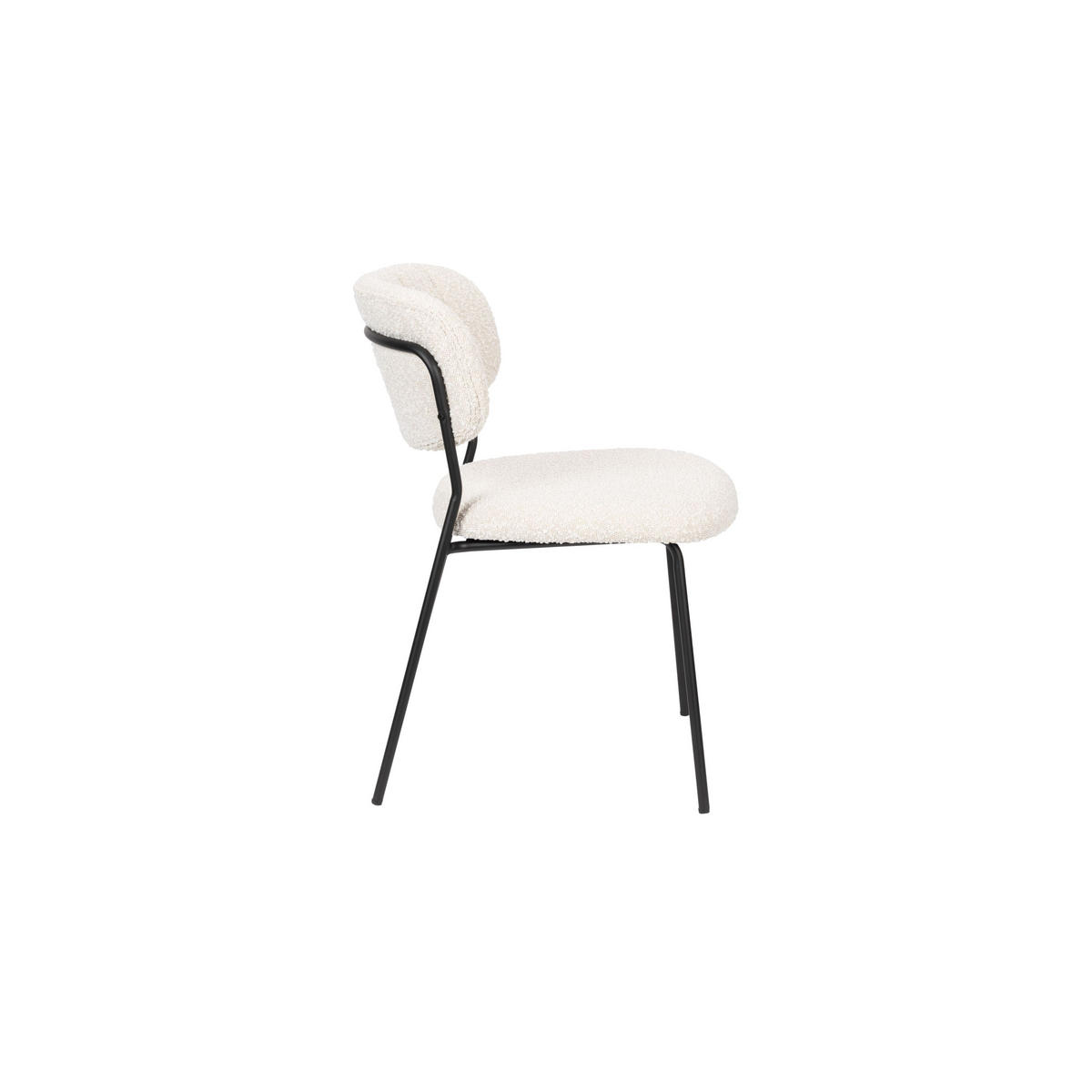 ESSZIMMERSTUHL Jolien Schwarz/ Bouclé - 2 er Set - Weiß, Textil (48/77/56cm) - Housecraft Living