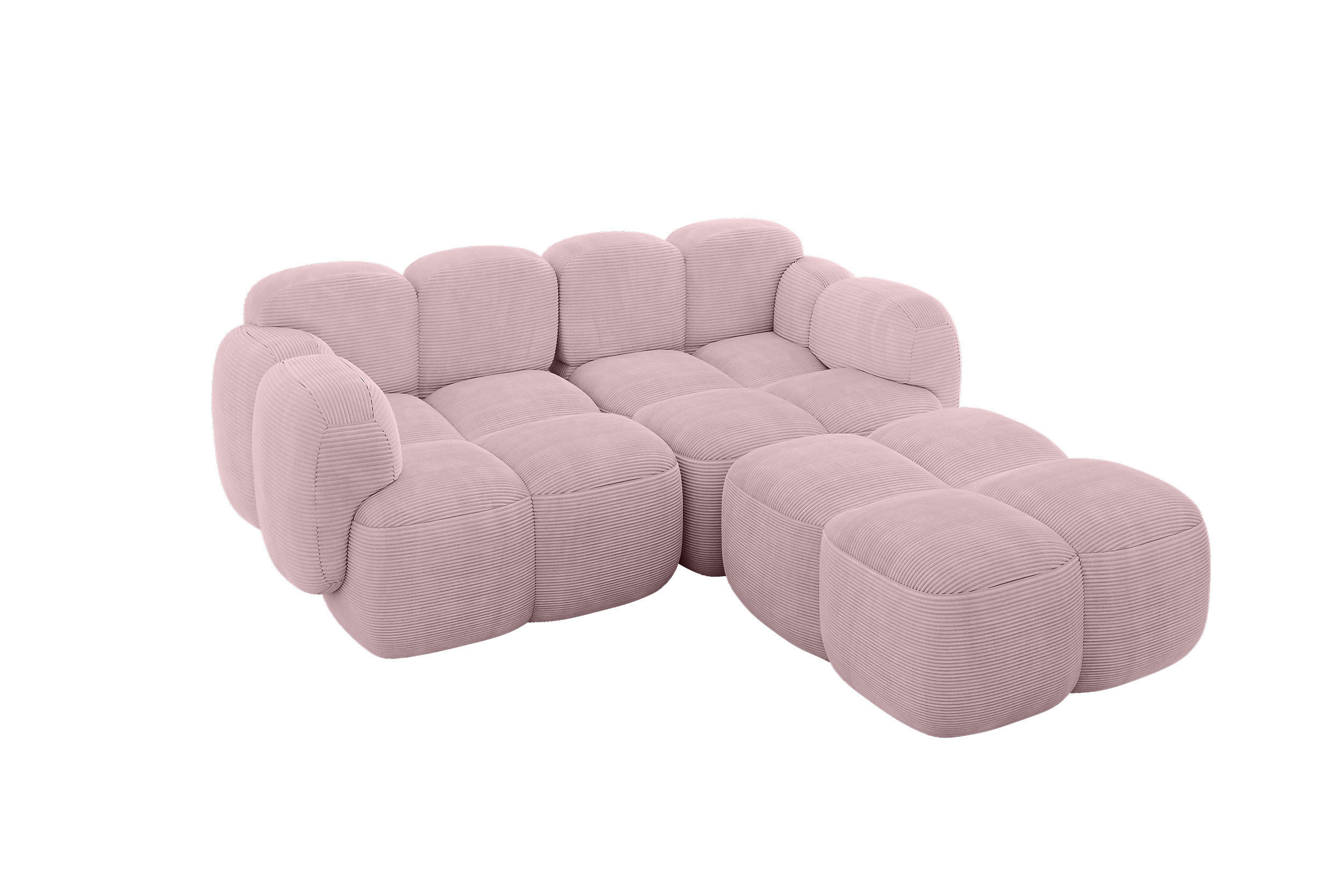 ECKSOFA modulares Sofa Rechts Miko-L1 214x205x75 Rosa Cord - Schwarz/Rosa, Holzwerkstoff/Kunststoff (214/205cm) - ALTDECOR