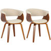 ARMLEHNENSTUHL 2er Set Stoff Walnuss/Creme - Walnussfarben/Creme, Holz/Textil (60/75/55cm) - CLP