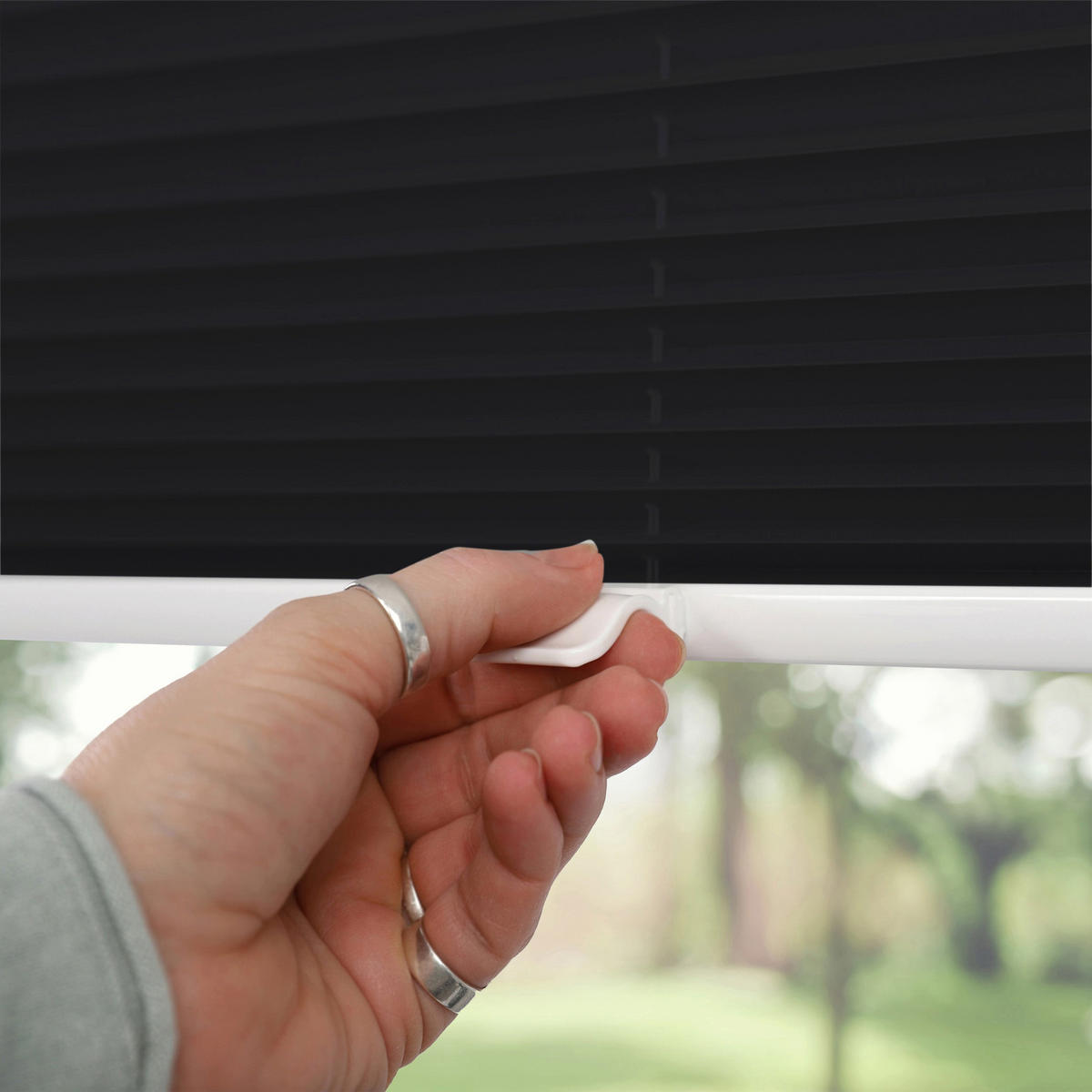 PLISSEE Thermo Basic 75 x 210cm Klemmfix ohne Bohren - Schwarz, Textil (75/210/210cm) - Deco-Raum