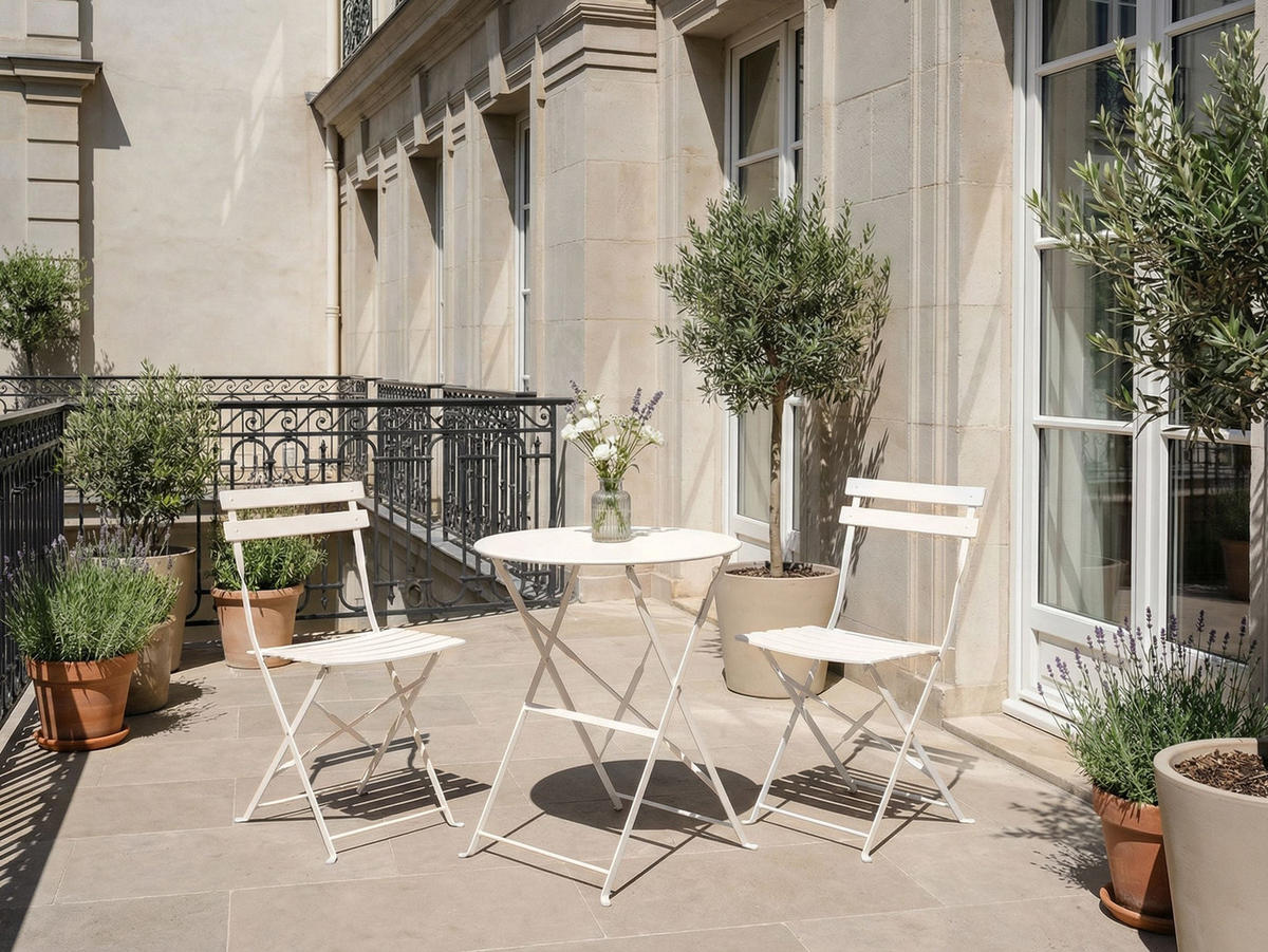 BISTRO-SET Metall Cremeweiß Fiori - Weiß, Metall - Beliani