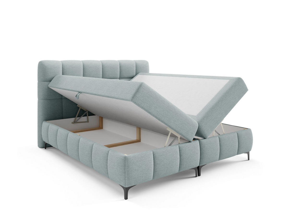 BOXBETT mit Stauraum und Topper 180x200 cm Hellblau - Hellblau, Textil (180/200cm) - Home Collective