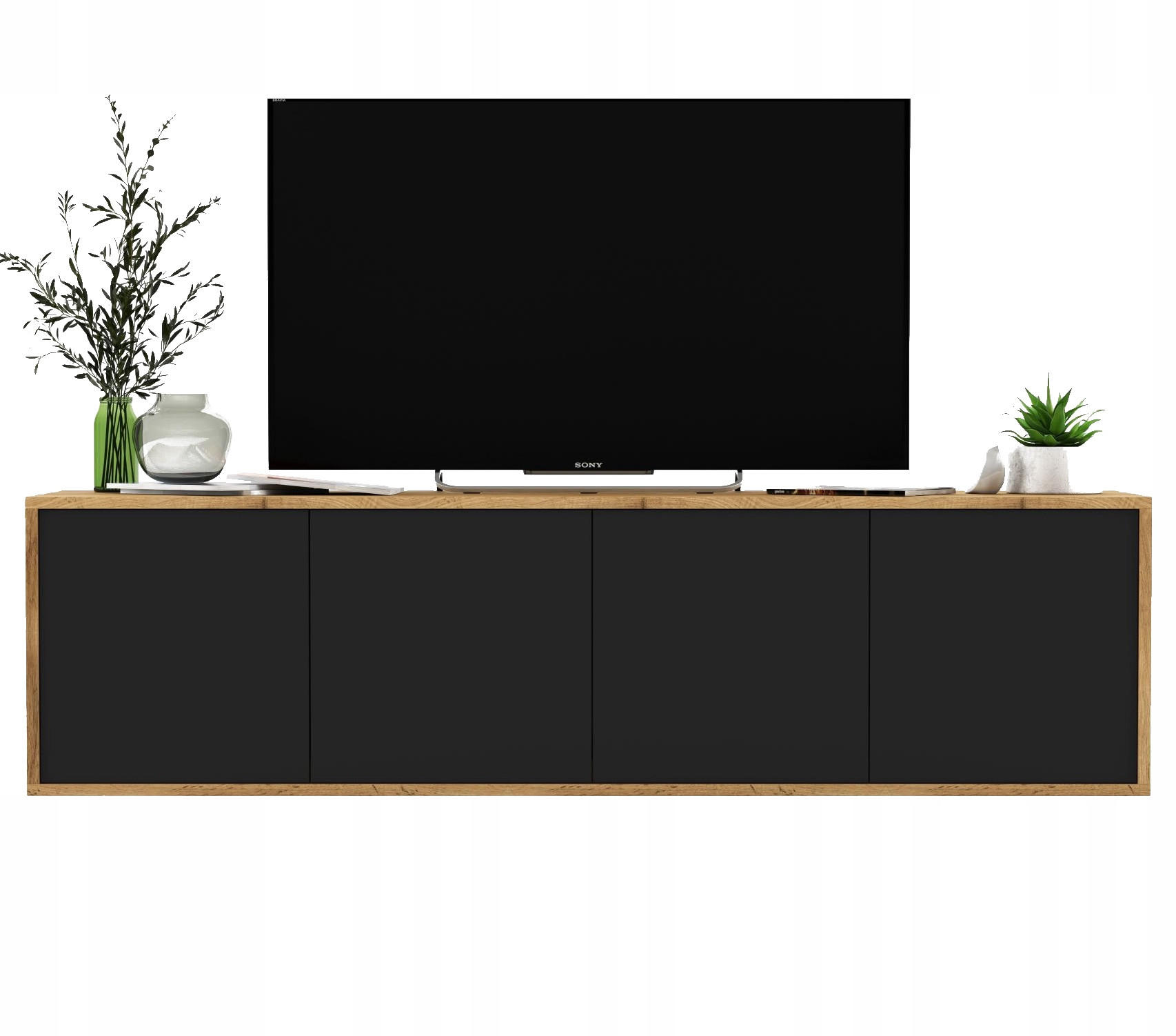 Meble Lindner TV stolek Apollo2 dub Wotan / černá matná 150 cm