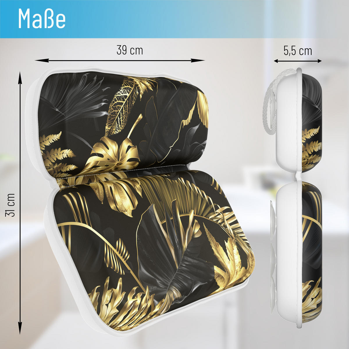 BADEWANNENKISSEN Golden Leaves - Goldfarben, Kunststoff (39/5.5cm) - Sanilo