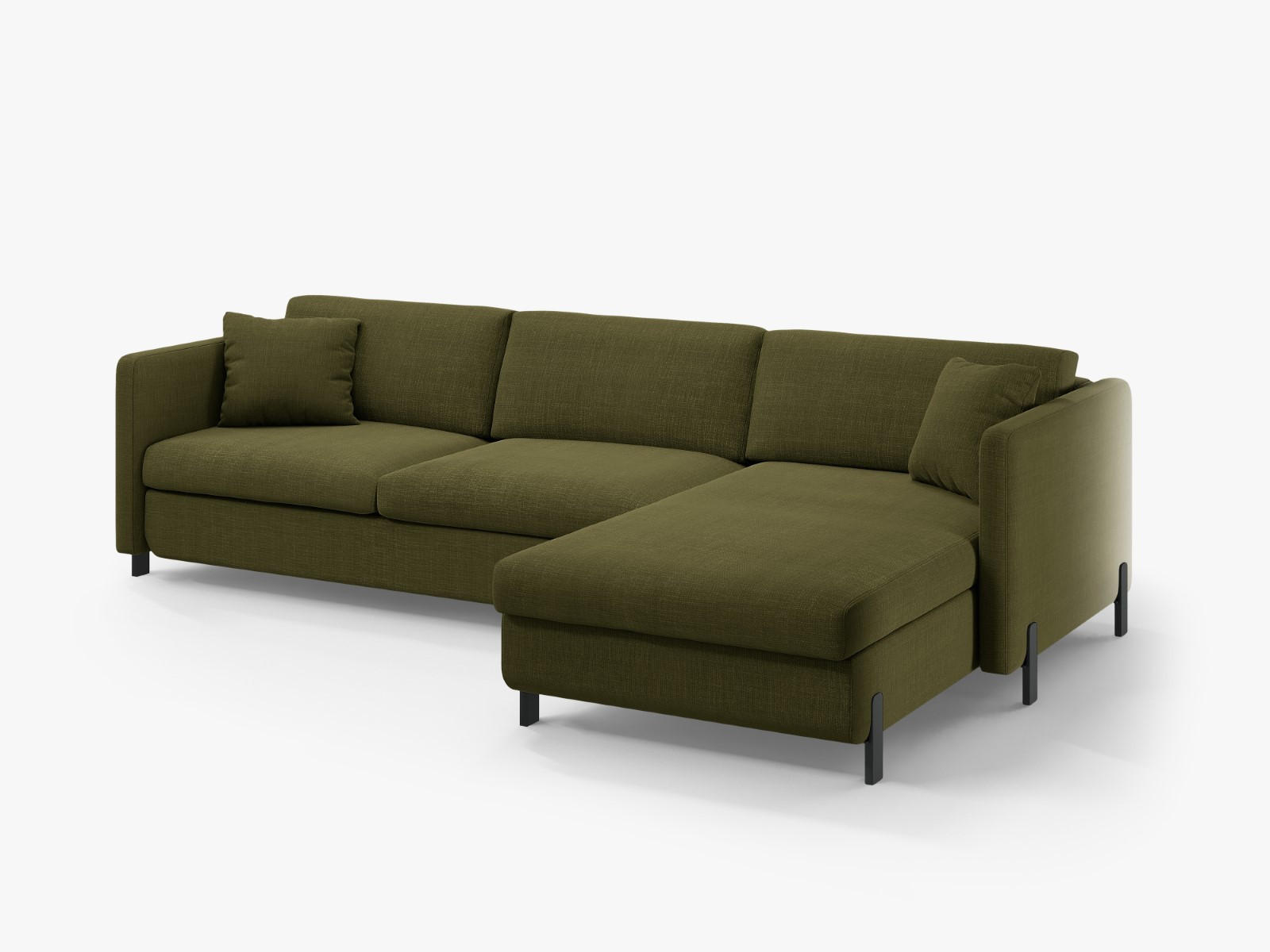 ECKSOFA ausklappbar rechts mit Container Gloria aus strukturiertem Stoff grün 4 Sitzplätze - Grün, Textil (170/260cm) - Micadoni