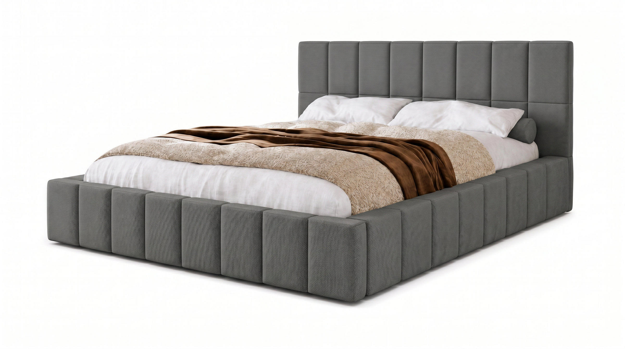 POLSTERBETT 180x200 cm, Alma, Doppelbett mit Bettkasten, Lattenrost aus Holz, Velourstoff, Dunkelgrau - Dunkelgrau, Holz/Kunststoff (180/200cm) - Marpur