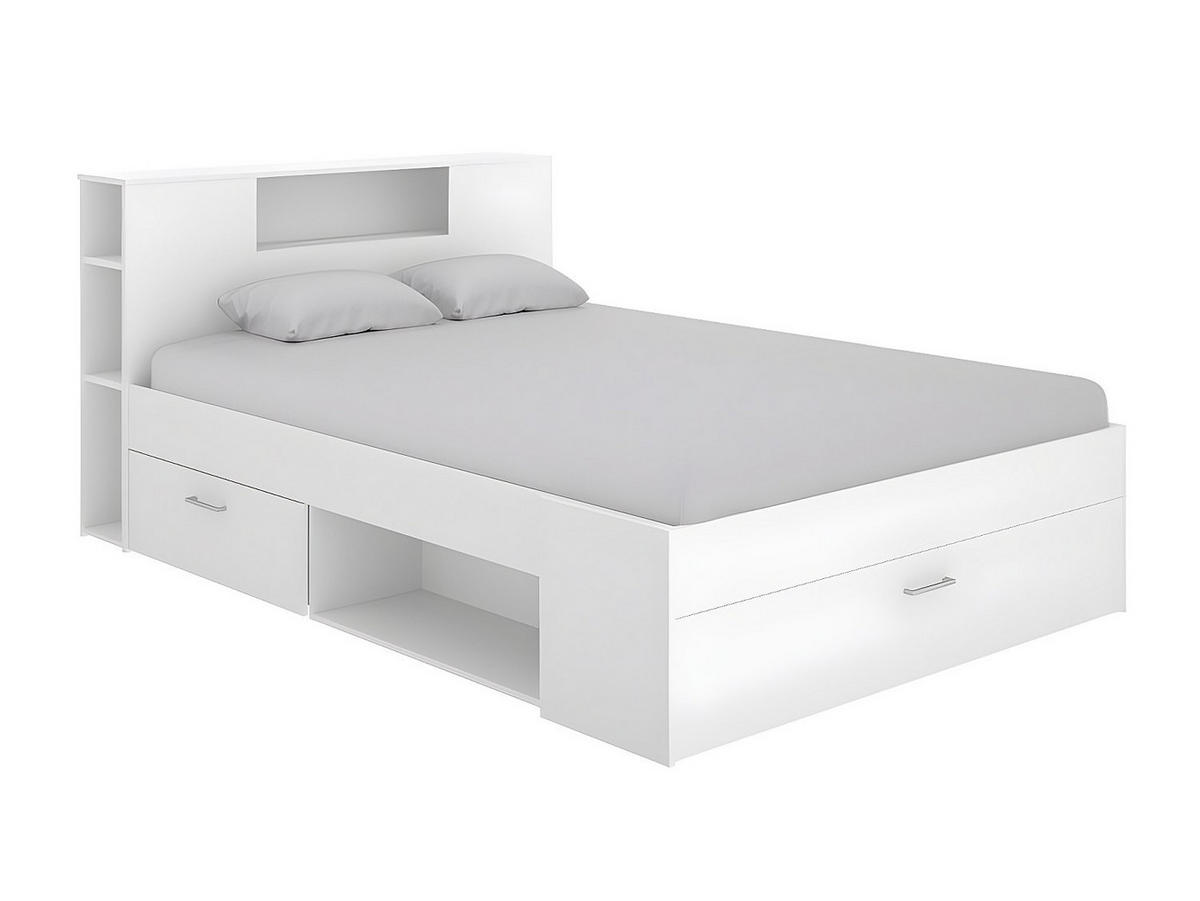 BETTRAHMEN - 2 -Sitzer - Holzspan - weiß - LEANDRE - Weiß, Holz (140/190cm) - Vente-Unique