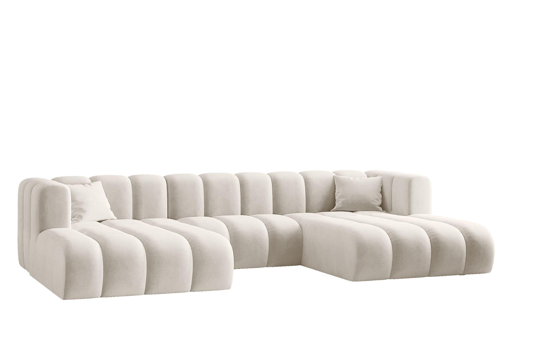 ECKSOFA U-from Grand modular Stoff Salvador Hellbeige - Ecru, Holz (317/179cm) - Kaiser Möbel