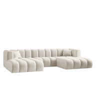 ECKSOFA U-from Grand modular Stoff Salvador Hellbeige - Ecru, Holz (317/179cm) - Kaiser Möbel