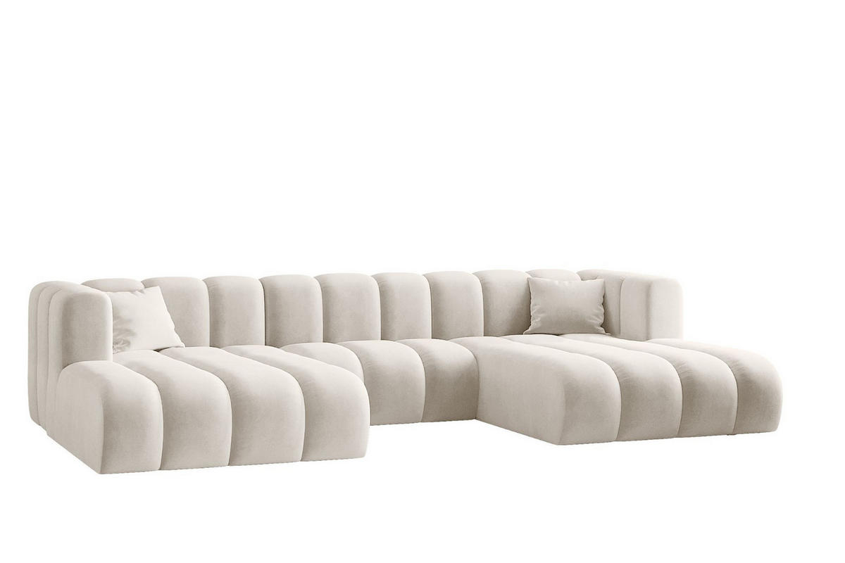 ECKSOFA U-from Grand modular Stoff Salvador Hellbeige - Ecru, Holz (317/179cm) - Kaiser Möbel