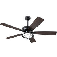 DECKENVENTILATOR für geschützte Außenbereiche Schwarz 132 cm mit LED und leisem DC-Motor 5013 - Schwarz, Metall (132.1/132.1/53.3cm) - Surtime