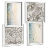 BILDER SET 4er Set - 50x50 cm & 40x60 cm Weißer Rahmen - Zarte Aquarellkartons - Weiß, Kunststoff (50/50cm) - TULUP