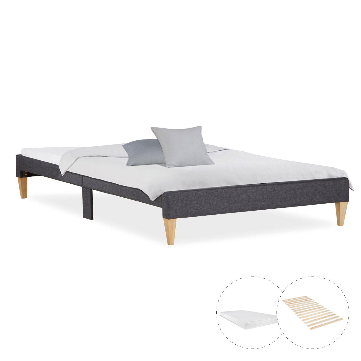 Homestyle4u Polsterbett Grau 90x200 cm