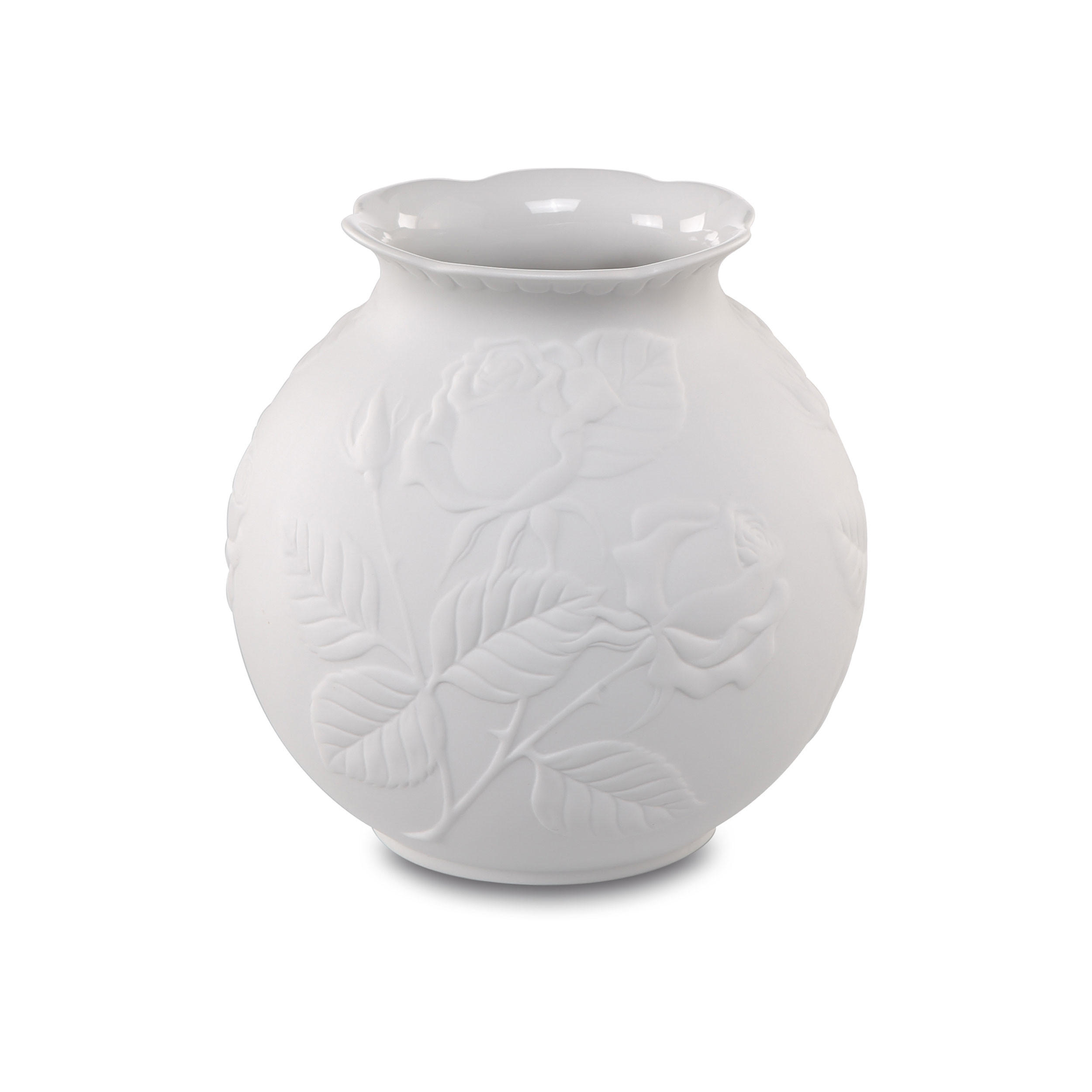 VASE Rosengarten, Biskuit-Porzellan, Biskuit Weiß, 14 cm - Weiß, Keramik (14cm) - Goebel