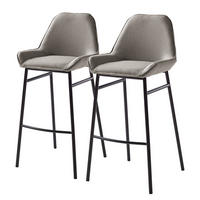 BARSTUHL - 2er-Set - Webstoff / Eisen - Grau / Schwarz - Hellgrau/Schwarz, Kunststoff/Textil (49/105/49cm) - home24