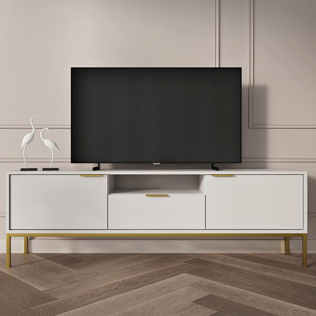 TV-MÖBEL Seattle Weiß - Weiß, Holzwerkstoff (175/56.4/33cm) - Petits-meubles