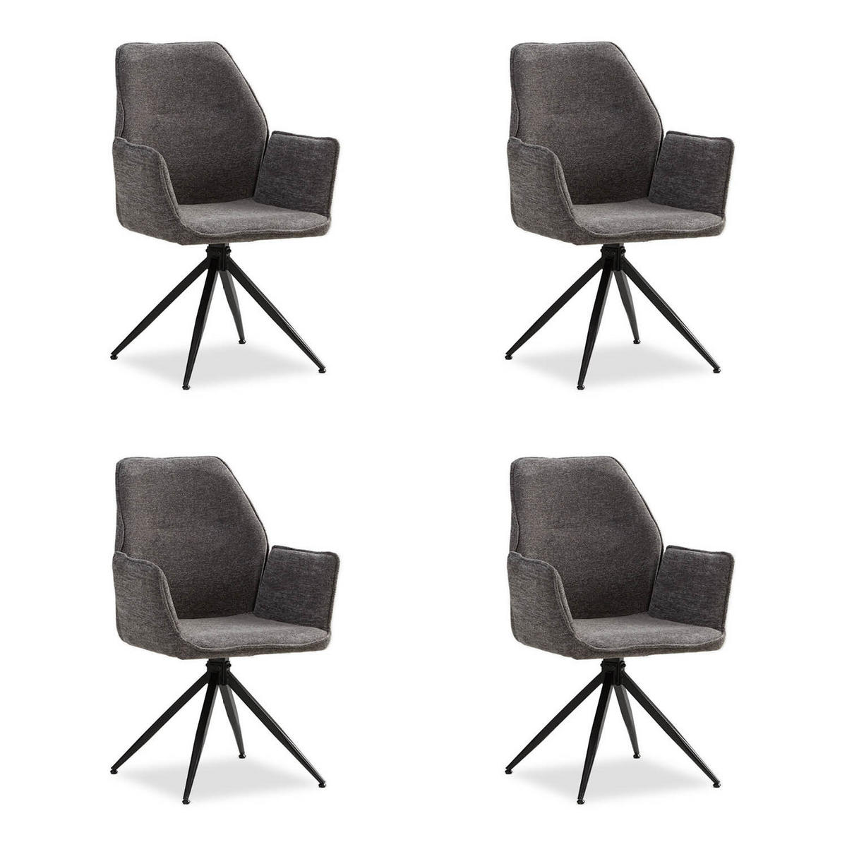 ARMLEHNSTUHL 4 Stück in Stahl drehbar Grau - Grau, Textil (61/93/60cm) - Homestyle4u