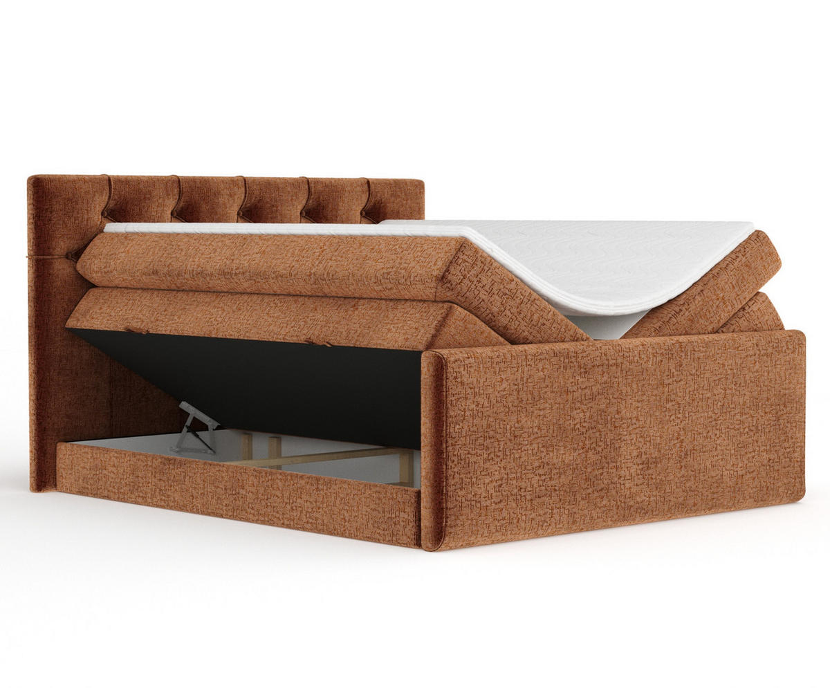 BOXSPRINGBETT Hugo Kupferfarbe 180/200 cm - Schwarz/Kupferfarben, Holz/Holzwerkstoff (180/200cm) - Maison de Reve
