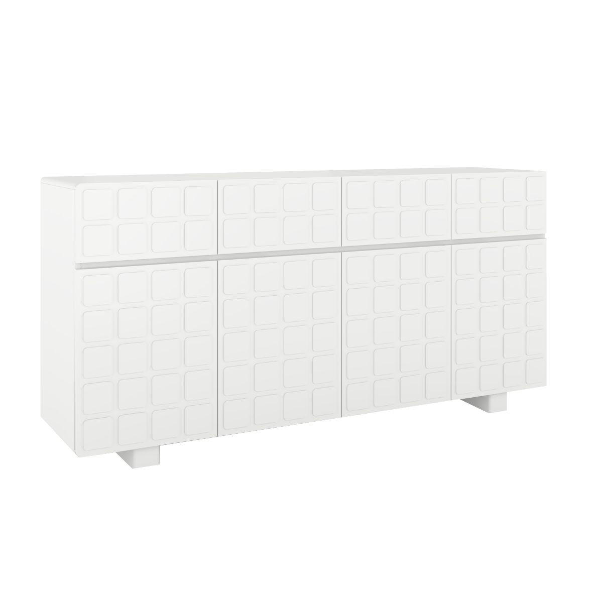 SIDEBOARD Cubo Long, Geometrische 3D Fronten, 169 cm, Weiß - Weiß, Holz/Holzwerkstoff (168.9/83.8/41.8cm) - Skandica