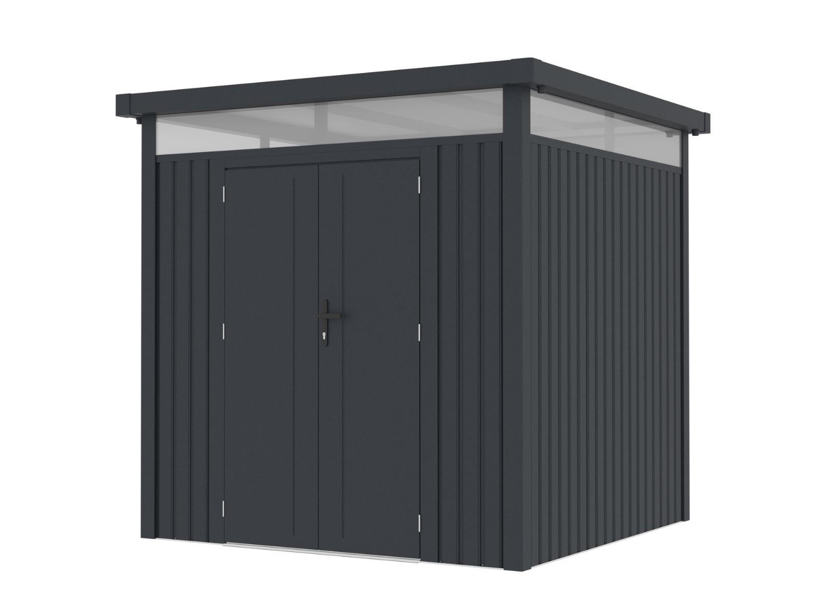 GERÄTEHAUS TOM Dunkelgrau mit Doppeltür und Schließzylinder 230/230/222 cm - Grau, Kunststoff (80/175/120cm) - Plats Outdoor solution
