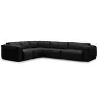 ECKSOFA mit Rundecke - Schwarz, Leder/Kunststoff (325/260cm) - home24