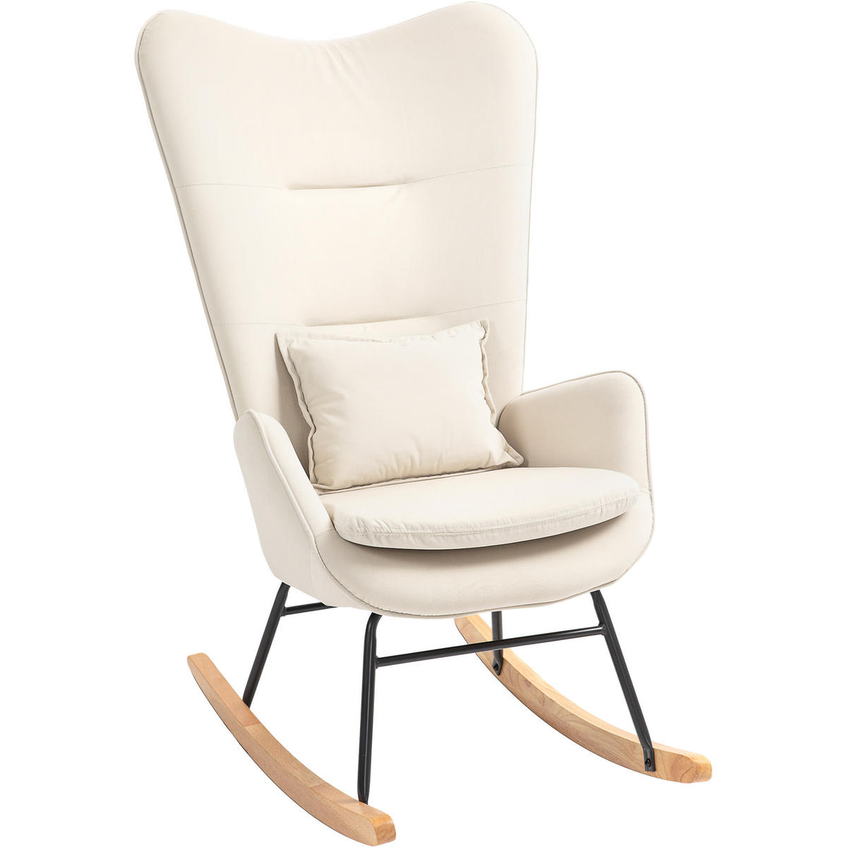 SCHAUKELSTUHL Schwingsessel Armlehnsessel mit Samtoptik für Schlafzimmer - Weiß, Textil (85/112/67cm) - HOMCOM
