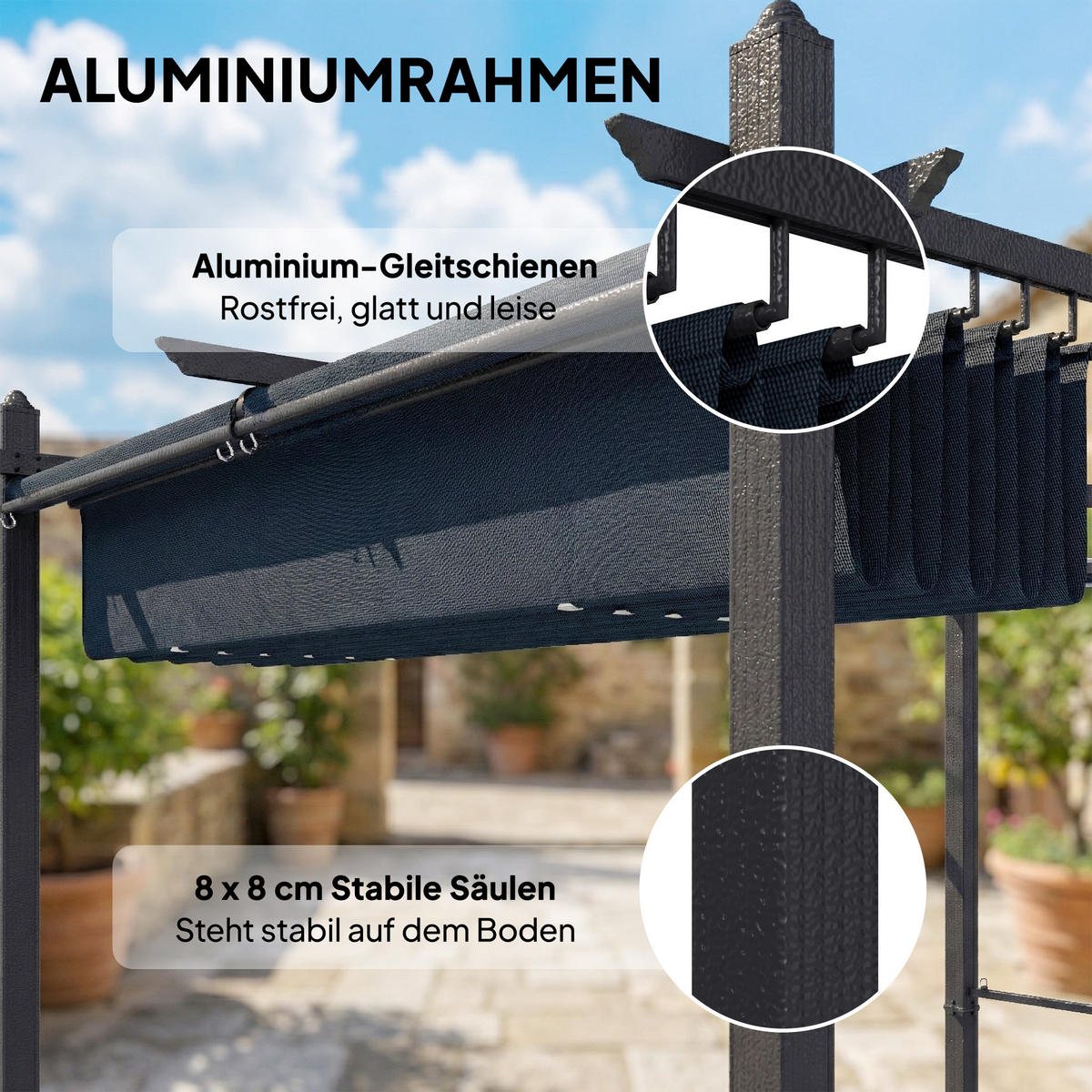 PERGOLA Aluminium Polyester Dunkelgrau - Dunkelgrau, Textil/Metall (297/225/392cm) - Outsunny